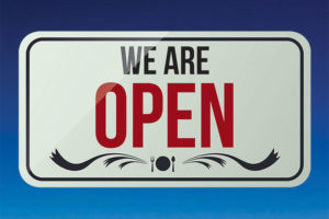 graphic we are open signage